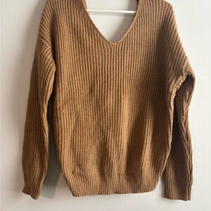 Love Tree Warm Brown V-Neck Sweater